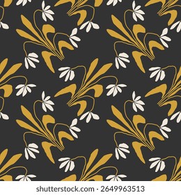 Trendy minimalist seamless botanical pattern with abstract creative hand drawn composition