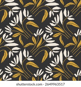 Trendy minimalist seamless botanical pattern with abstract creative hand drawn composition