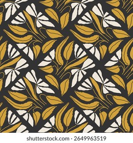 Trendy minimalist seamless botanical pattern with abstract creative hand drawn composition