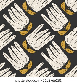 Moda minimalista padrão botânico sem costura com composição abstrata mão desenhada