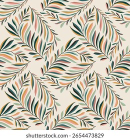 Trendy minimalist seamless botanical pattern with abstract creative hand drawn composition