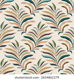 Trendy minimalist seamless botanical pattern with abstract creative hand drawn composition