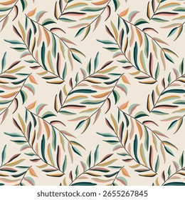 Trendy minimalist seamless botanical pattern with abstract creative hand drawn composition