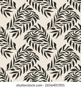Trendy minimalist seamless botanical pattern with abstract creative hand drawn composition
