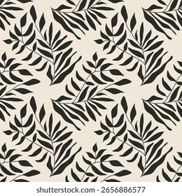 Trendy minimalist seamless botanical pattern with abstract creative hand drawn composition
