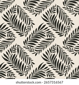 Trendy minimalist seamless botanical pattern with abstract creative hand drawn composition