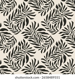 Trendy minimalist seamless botanical pattern with abstract creative hand drawn composition