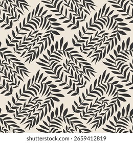 Trendy minimalist seamless botanical pattern with abstract creative hand drawn composition