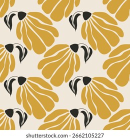 Trendy minimalistische nahtlose botanische Muster mit abstrakter kreativer handgezeichneter Komposition