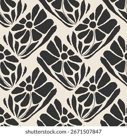 Trendy minimalistische nahtlose botanische Muster mit abstrakter kreativer handgezeichneter Komposition