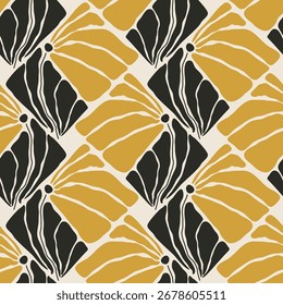 Moda minimalista padrão botânico sem costura com composição abstrata mão desenhada