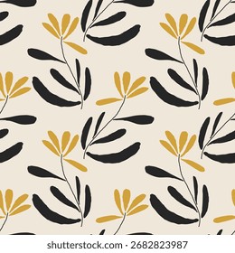 Patrón botánico inconsútil minimalista de moda con la composición dibujada a mano creativa abstracta