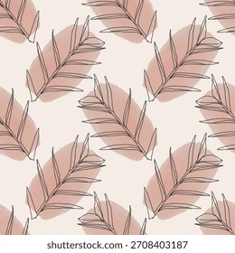Trendy minimalist seamless botanical pattern with abstract creative line art hand drawn composition