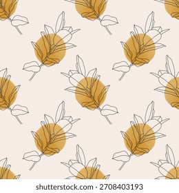 Trendy minimalistische nahtlose botanische Muster mit abstrakten kreativen Linie Kunst handgezeichnet Komposition