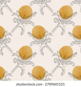 Trendy minimalistische nahtlose botanische Muster mit abstrakten kreativen Linie Kunst handgezeichnet Komposition