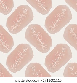 Trendy minimalist seamless botanical pattern with abstract creative line art hand drawn composition
