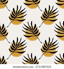 Trendy minimalist seamless botanical pattern with abstract creative line art hand drawn composition