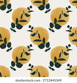 Trendy minimalist seamless botanical pattern with abstract creative line art hand drawn composition