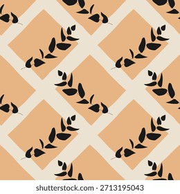 Modelo botánico inconsútil minimalista de moda con la composición dibujada a mano del arte creativo abstracto
