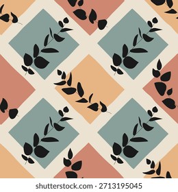 Trendy minimalist seamless botanical pattern with abstract creative art hand drawn composition