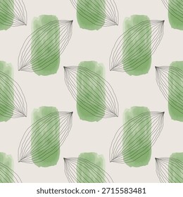 Modelo botánico inconsútil minimalista de moda con la composición dibujada a mano creativa abstracta del arte de la línea