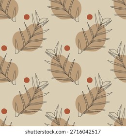 Moda minimalista padrão botânico sem emenda com linha criativa abstrata arte mão desenhada composição