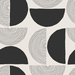 Trendy Minimalist Seamless Pattern With Abstract Creative Artistic Hand Drawn Composition Ideal For Interior Design, Wallpaper, Minimal Background, Vector Illustration