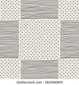 Trendy minimalist seamless pattern with abstract creative artistic hand drawn composition ideal for interior design, wallpaper, minimal background, vector illustration