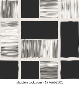 Trendy minimalist seamless pattern with abstract creative hand drawn composition