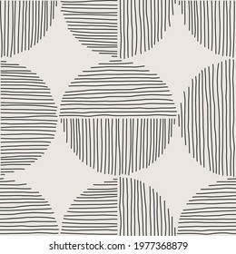 Trendy minimalist seamless pattern with abstract creative hand drawn composition