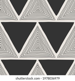 Trendy minimalist seamless pattern with abstract creative hand drawn composition