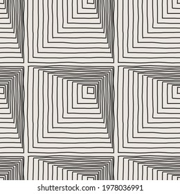 Trendy minimalist seamless pattern with abstract creative hand drawn composition