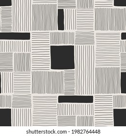 Trendy minimalist seamless pattern with abstract creative hand drawn composition