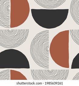 Trendy minimalist seamless pattern with abstract creative hand drawn composition