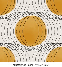 Trendy minimalist seamless pattern with abstract creative hand drawn composition