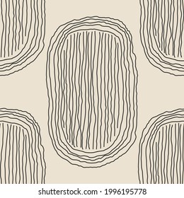 Trendy minimalist seamless pattern with abstract creative hand drawn composition