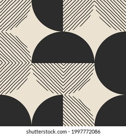 Trendy minimalist seamless pattern with abstract creative hand drawn composition