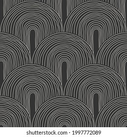 Trendy minimalist seamless pattern with abstract creative hand drawn composition