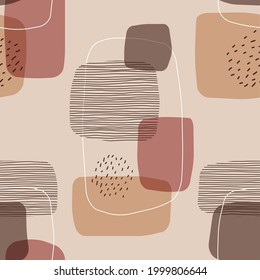 Trendy minimalist seamless pattern with abstract creative hand drawn composition