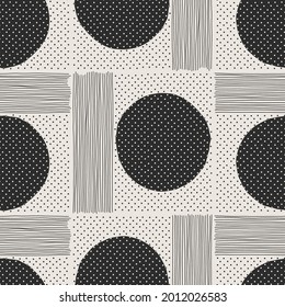 Trendy minimalistisches, nahtloses Muster mit abstrakter, handgezeichneter Komposition