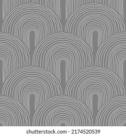 Trendy minimalist seamless pattern with abstract creative hand drawn composition