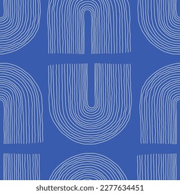 Trendy minimalist seamless pattern with abstract creative hand drawn composition