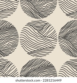 Trendy minimalist seamless pattern with abstract creative hand drawn composition