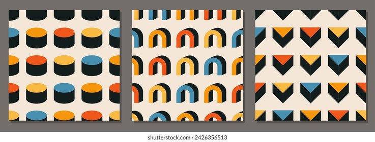 Trendy minimalistisches nahtloses Muster mit abstrakter kreativer geometrischer Komposition