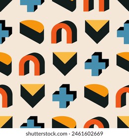 Trendy minimalist seamless pattern with abstract creative geometric composition