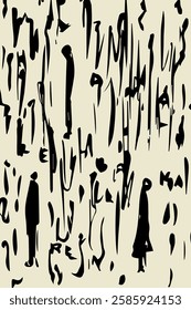 Trendy minimalist seamless pattern with abstract creative artistic hand drawn composition ideal for interior design, wallpaper, minimal background, vector illustration