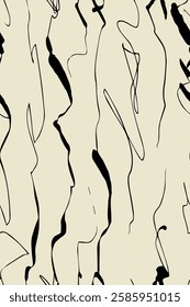 Trendy minimalist seamless pattern with abstract creative artistic hand drawn composition ideal for interior design, wallpaper, minimal background, vector illustration