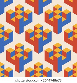 Trendy minimalist seamless pattern with abstract creative geometric composition