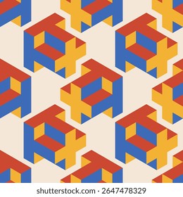 Trendy minimalist seamless pattern with abstract creative geometric composition