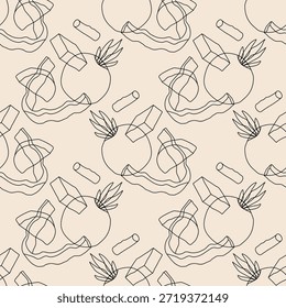 Moda minimalista padrão sem costura com linha criativa abstrata arte mão desenhado composição